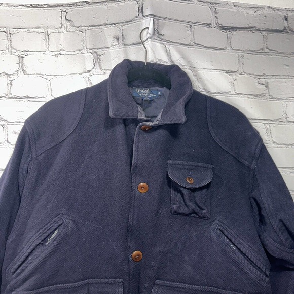 Polo Ralph Lauren Jacket Adult Medium Blue Mens Wool Pockets Casual - Picture 2 of 16